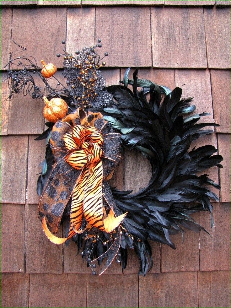 Detail Black Feather Halloween Wreath Nomer 28
