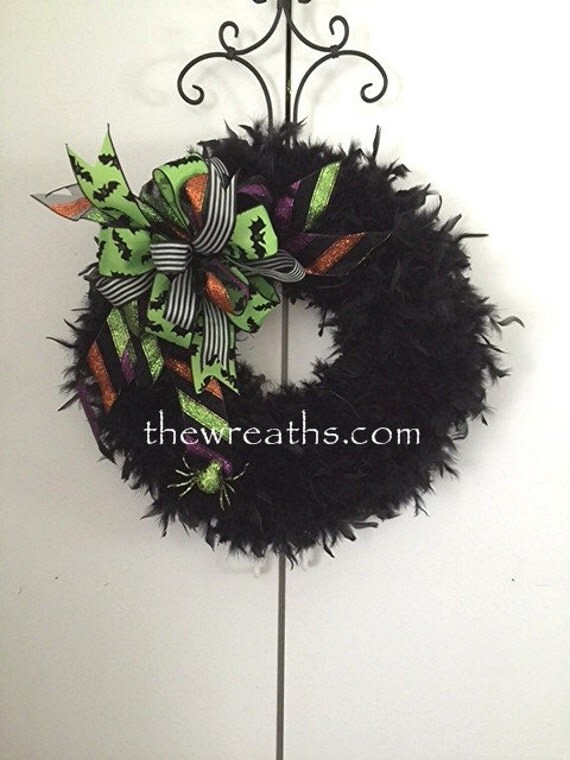 Detail Black Feather Halloween Wreath Nomer 29