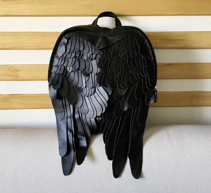 Detail Black Feather Wings Backpack Nomer 11