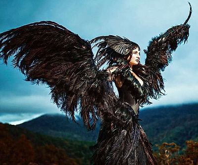 Detail Black Feather Wings Backpack Nomer 12