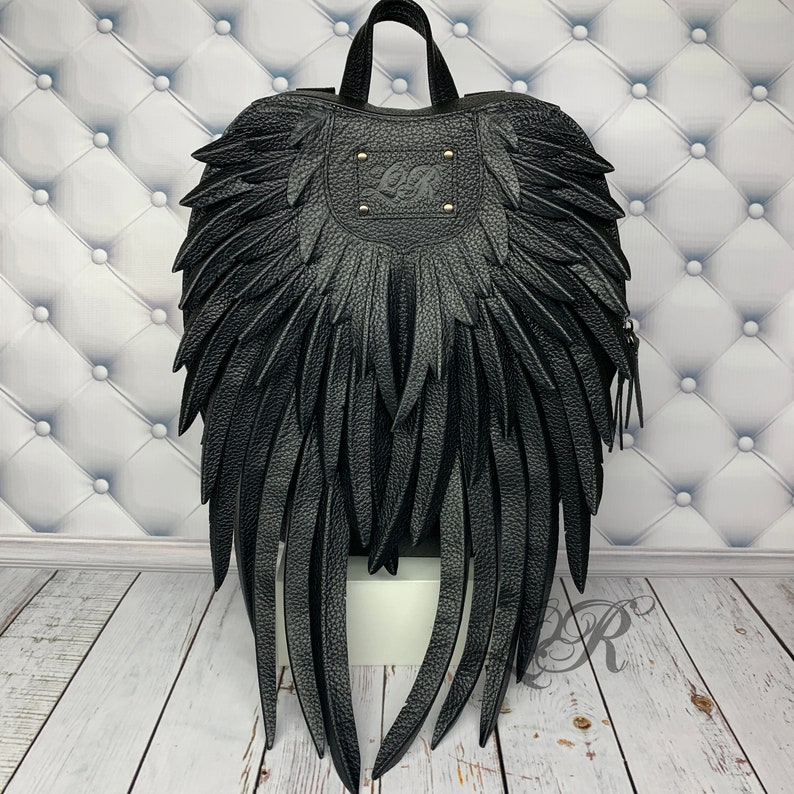 Detail Black Feather Wings Backpack Nomer 13