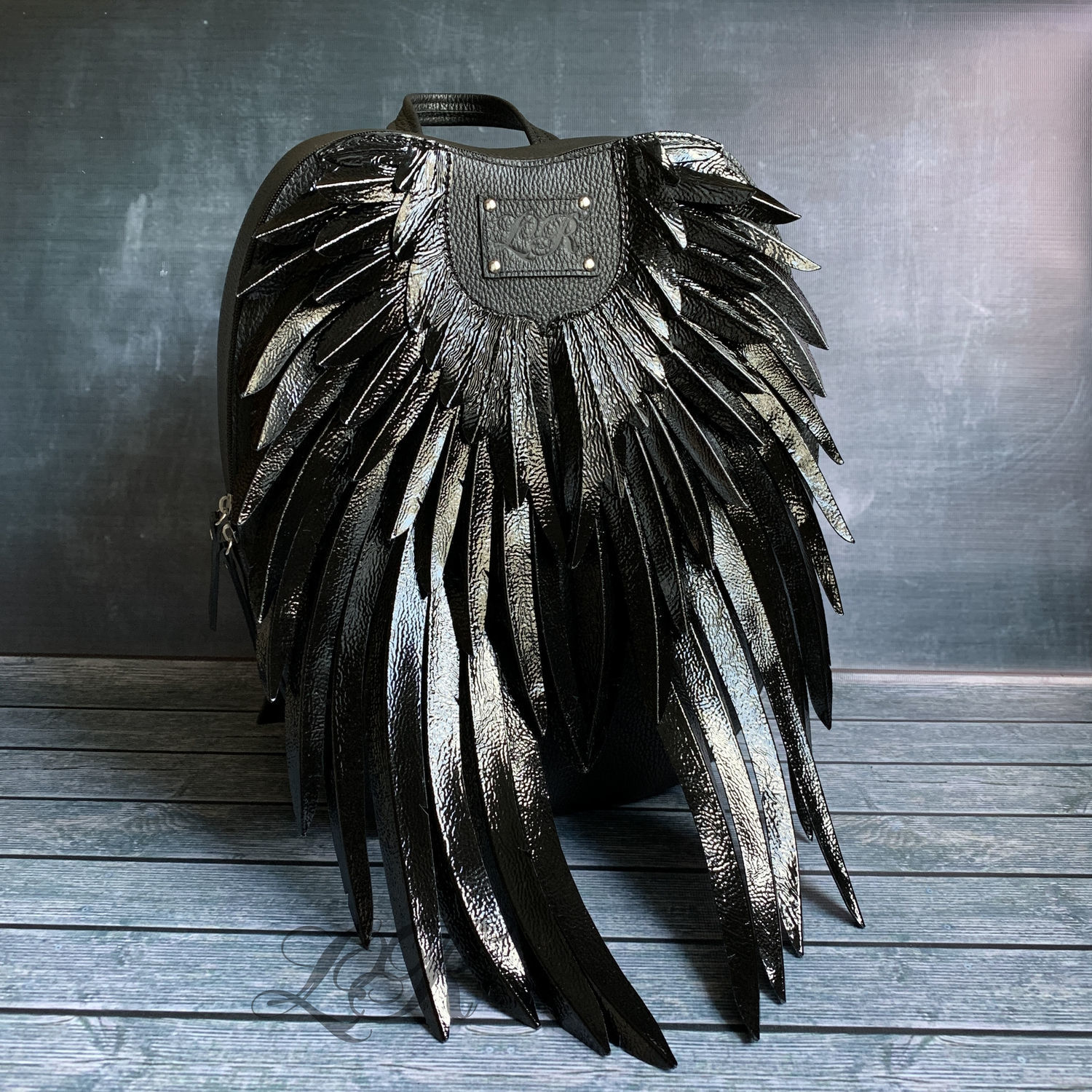 Detail Black Feather Wings Backpack Nomer 26