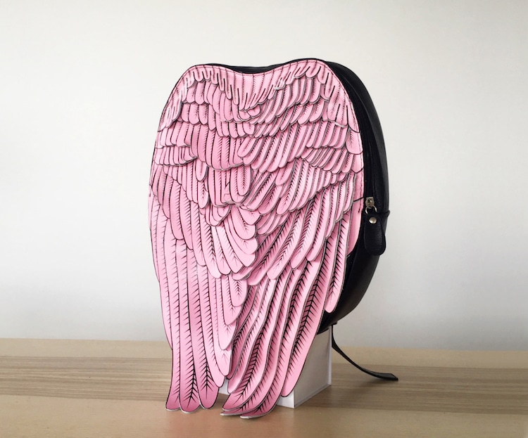 Detail Black Feather Wings Backpack Nomer 37