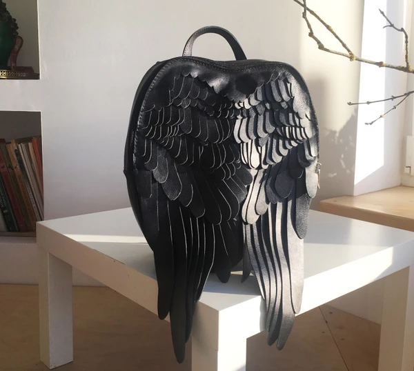 Detail Black Feather Wings Backpack Nomer 41