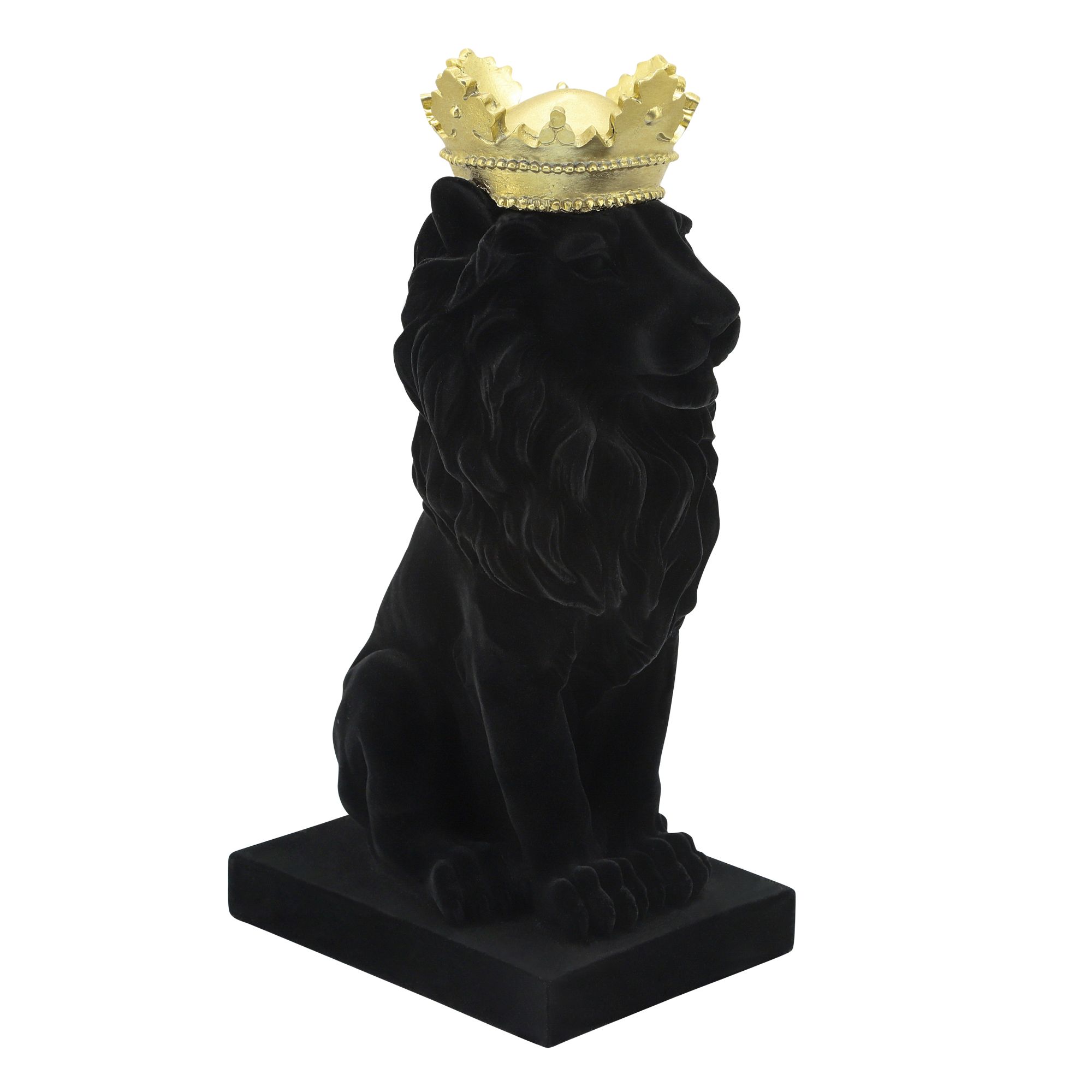 Detail Black Lion Statue With Gold Crown Nomer 2