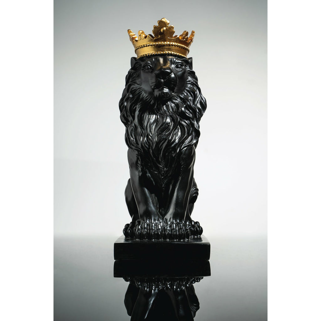 Detail Black Lion Statue With Gold Crown Nomer 33