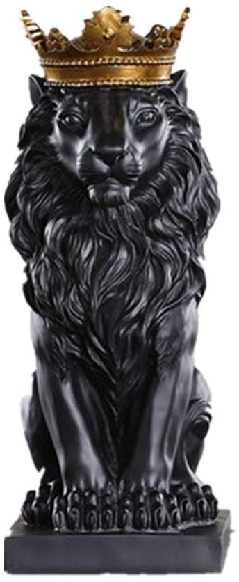 Detail Black Lion Statue With Gold Crown Nomer 5