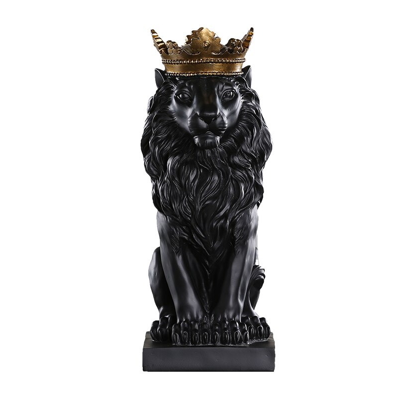 Detail Black Lion Statue With Gold Crown Nomer 6