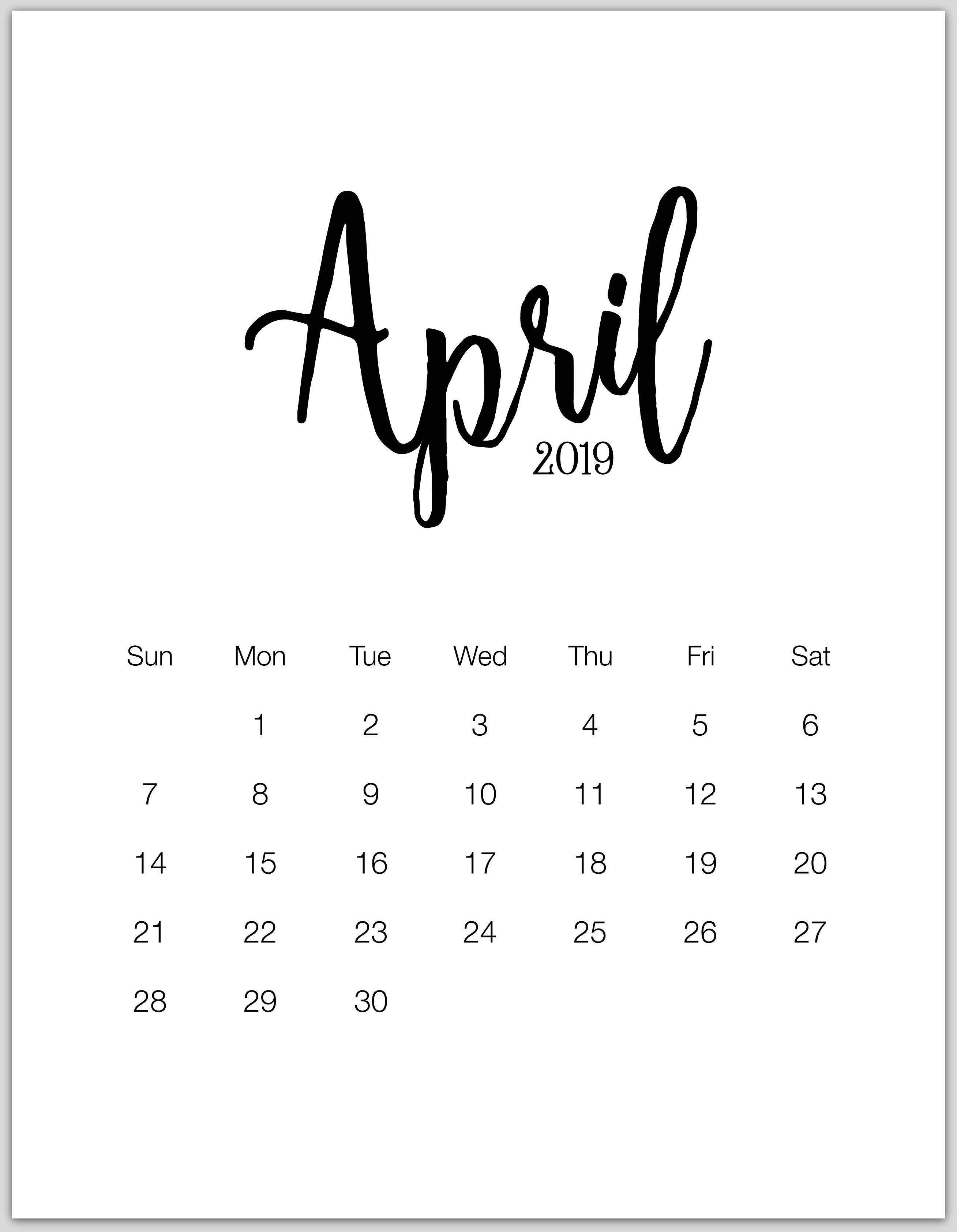 Kalender 2019 April - KibrisPDR