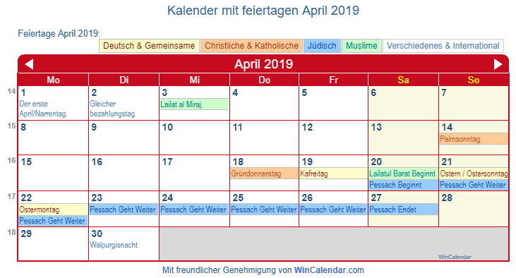 Detail Kalender 2019 April Nomer 3