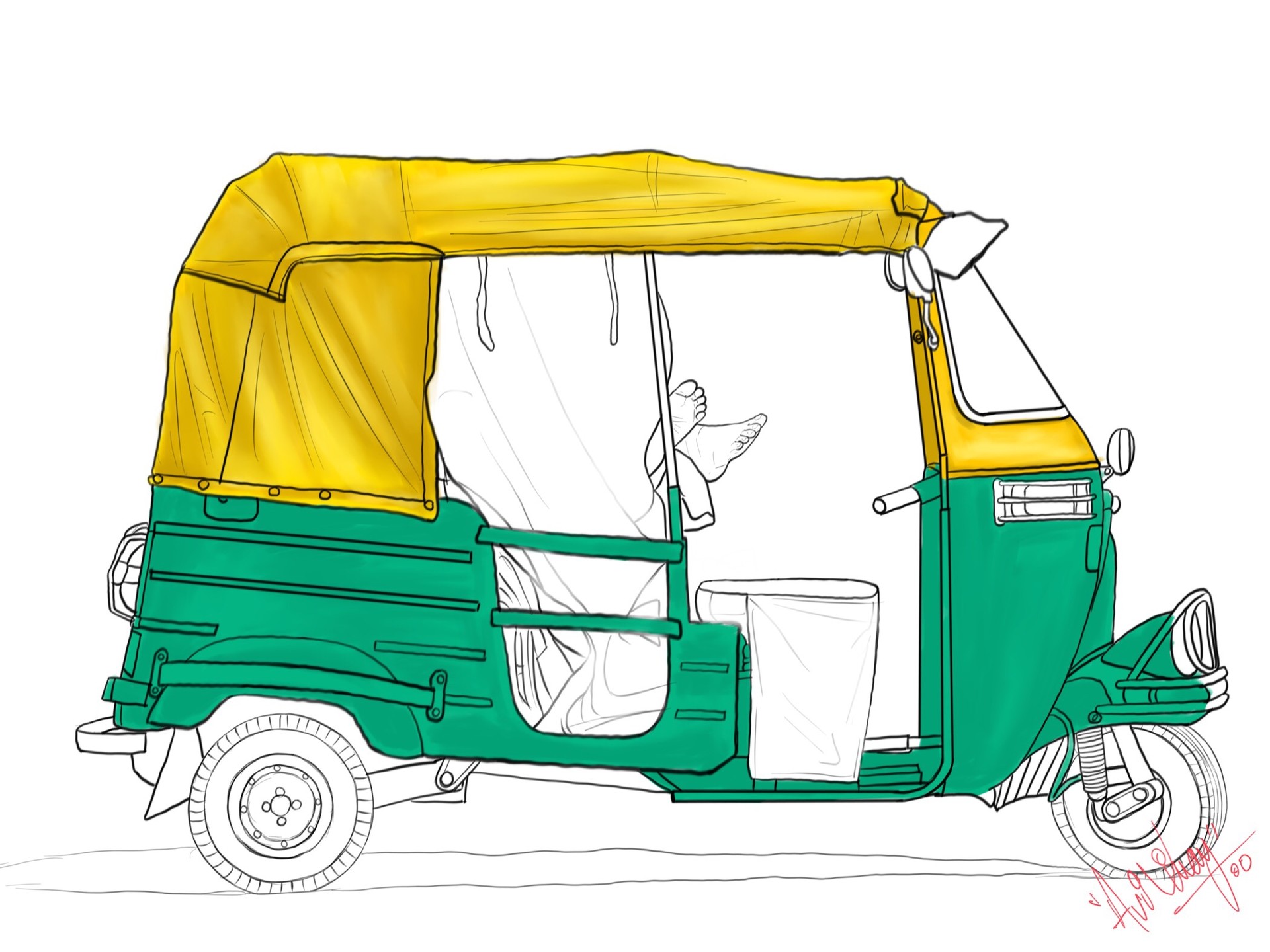 Detail Auto Rickshaw Blueprint Nomer 6