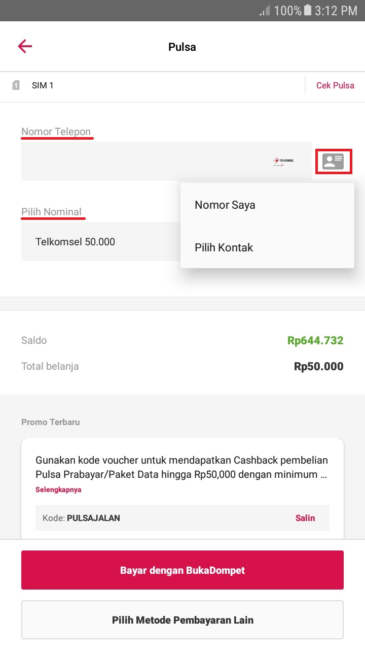 Detail Foto Pembayaran Pulsa Nomer 24