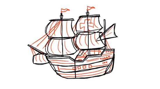 Detail Pirate Ship Drawing Nomer 26