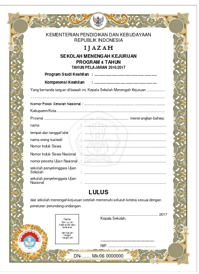 Detail Blangko Ijazah Paket C Nomer 3