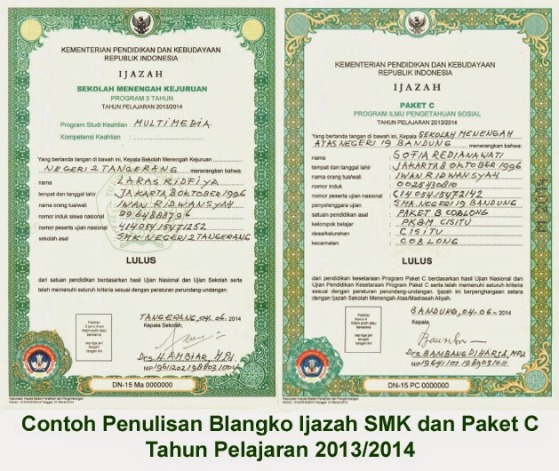 Detail Blangko Ijazah Paket C Nomer 21