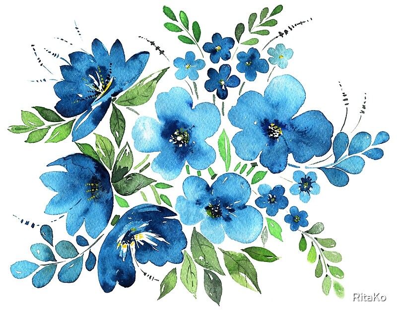 Blue Flower Watercolor - KibrisPDR