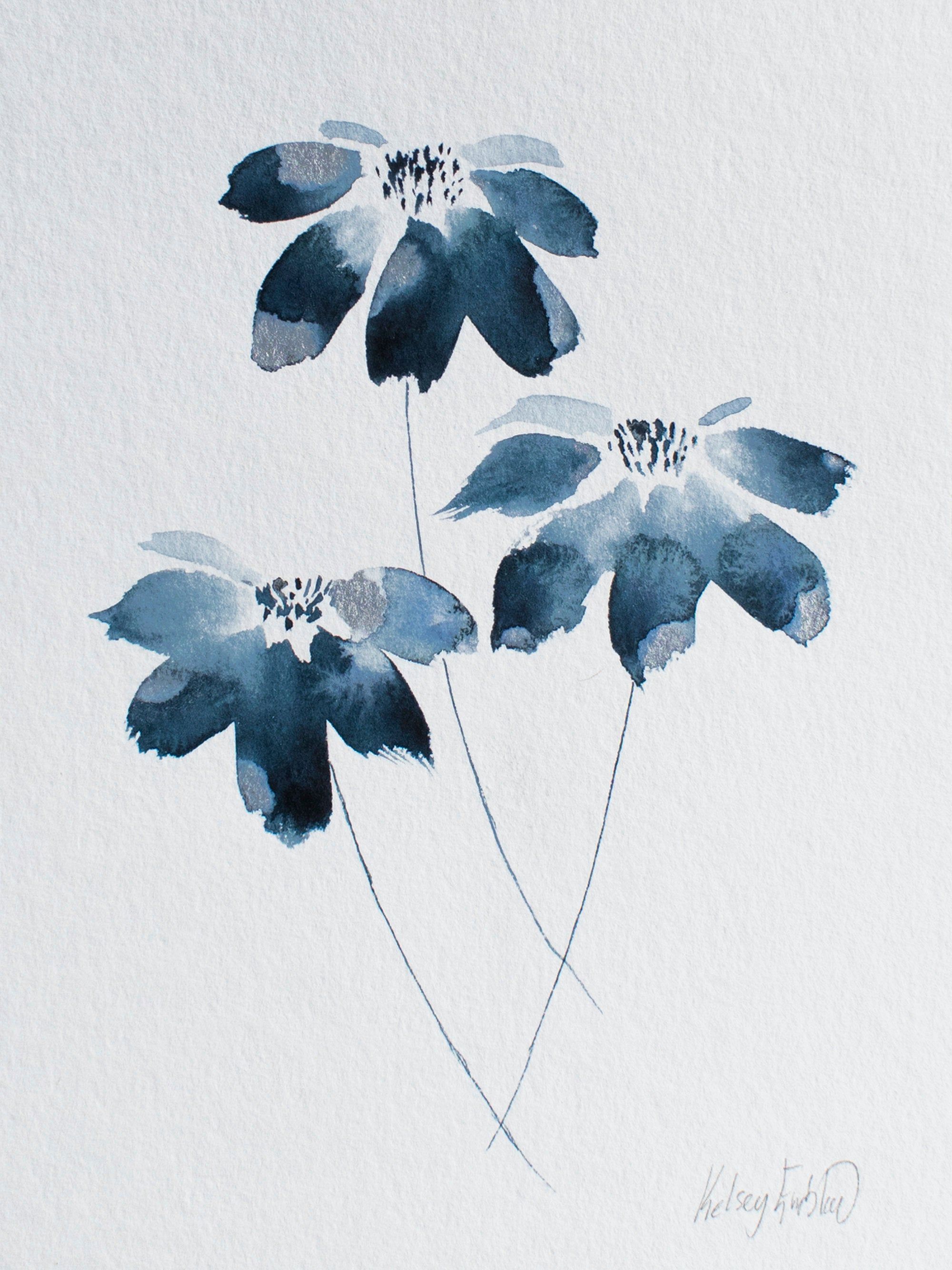 Detail Blue Flower Watercolor Nomer 11