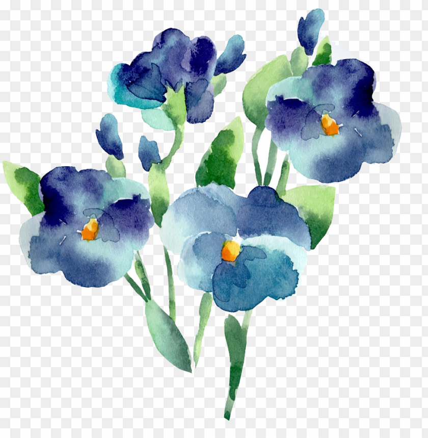 Detail Blue Flower Watercolor Nomer 13