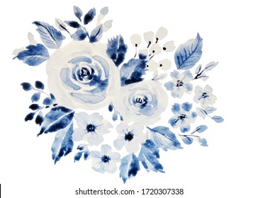 Detail Blue Flower Watercolor Nomer 16