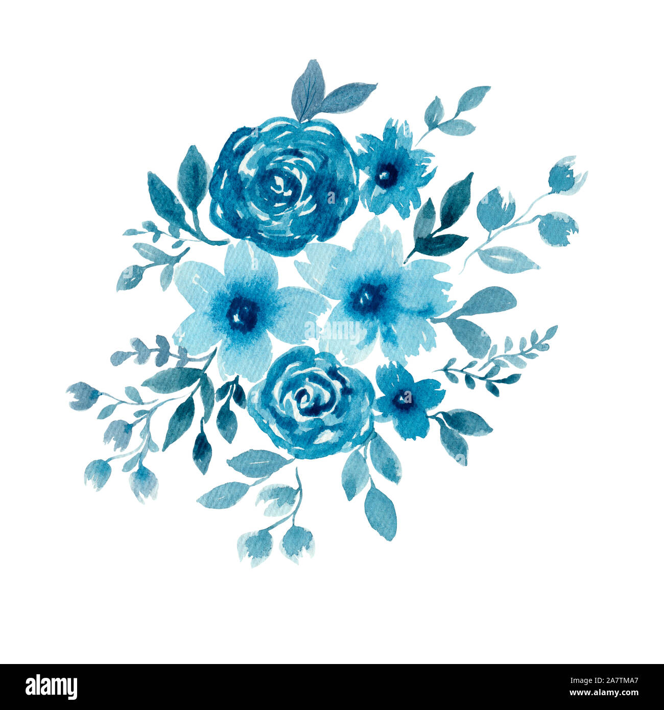 Detail Blue Flower Watercolor Nomer 23