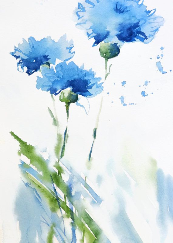 Detail Blue Flower Watercolor Nomer 27