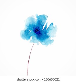 Detail Blue Flower Watercolor Nomer 31