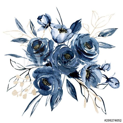 Detail Blue Flower Watercolor Nomer 44