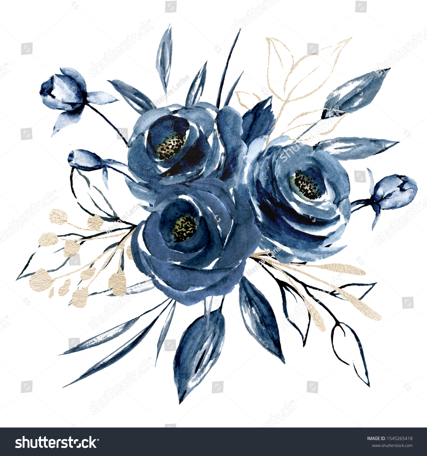 Detail Blue Flower Watercolor Nomer 58