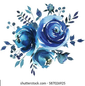 Detail Blue Flower Watercolor Nomer 9