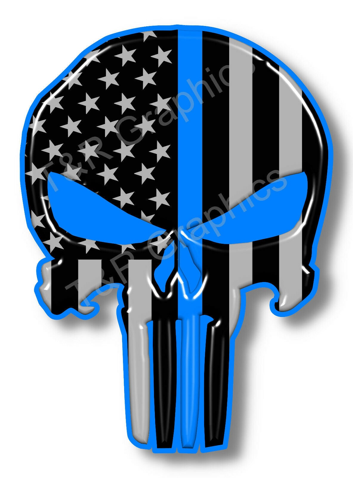 Detail Blue Lives Matter Skull Sticker Nomer 3