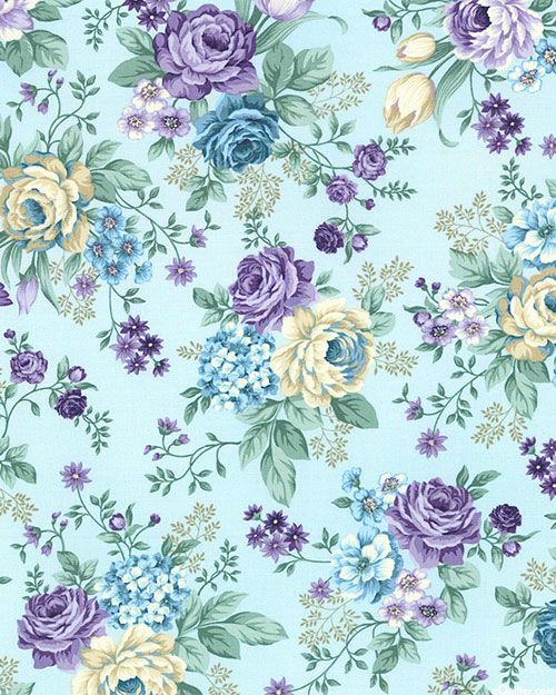 Detail Blue Vintage Floral Background Nomer 24