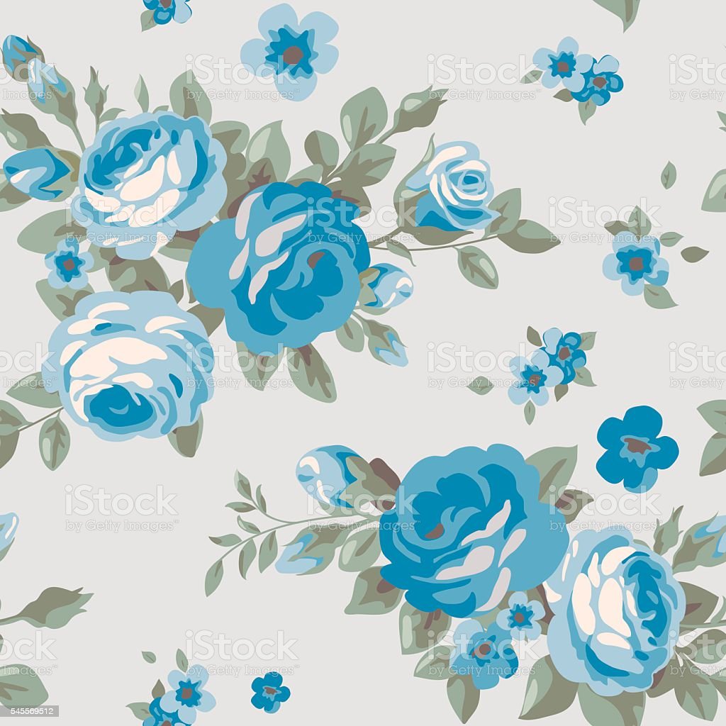 Detail Blue Vintage Floral Background Nomer 29