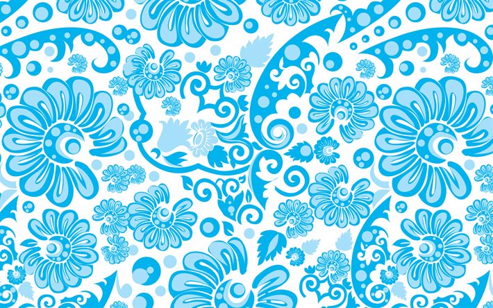 Detail Blue Vintage Floral Background Nomer 38