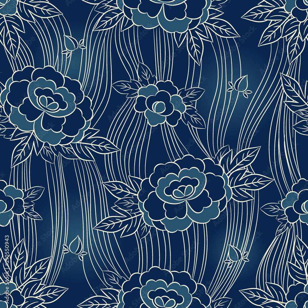Detail Blue Vintage Floral Background Nomer 51