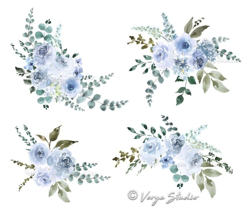 Detail Blue Watercolor Flowers Nomer 17