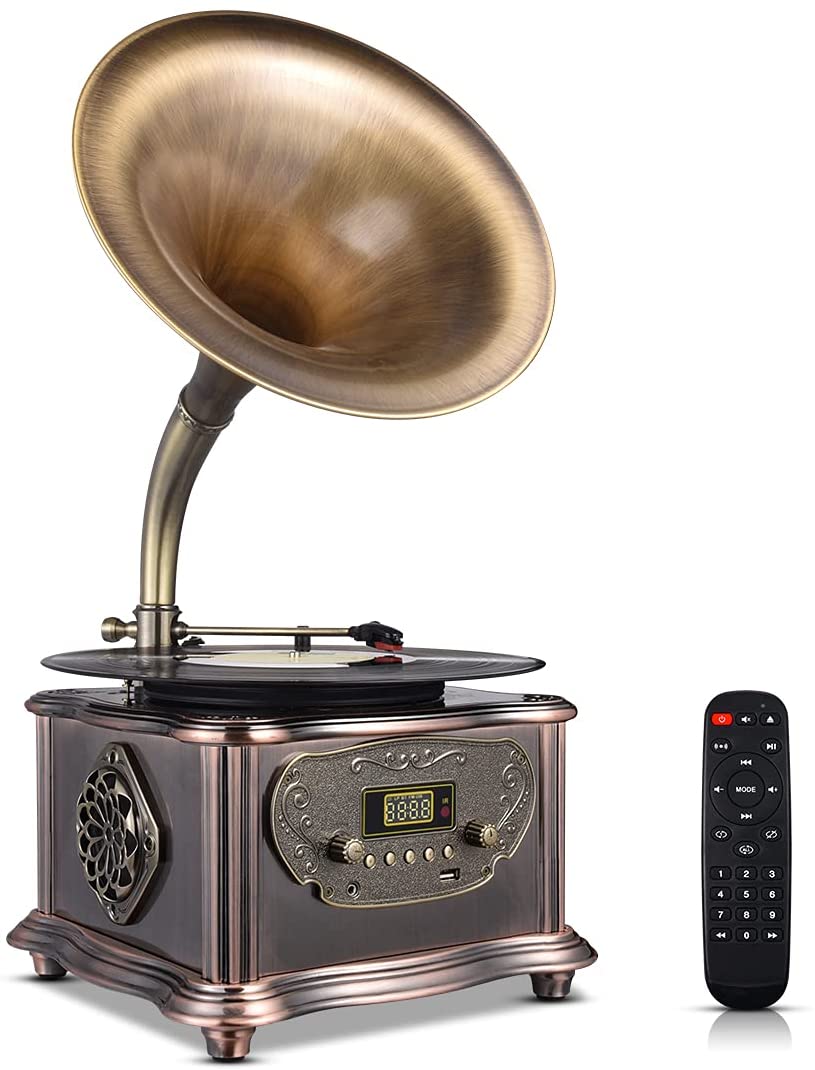 Detail Bluetooth Gramophone Record Player Nomer 6