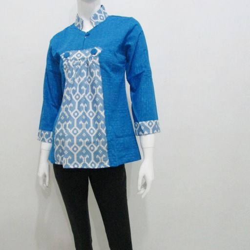 Detail Blus Batik Kombinasi Polos Modern Nomer 26