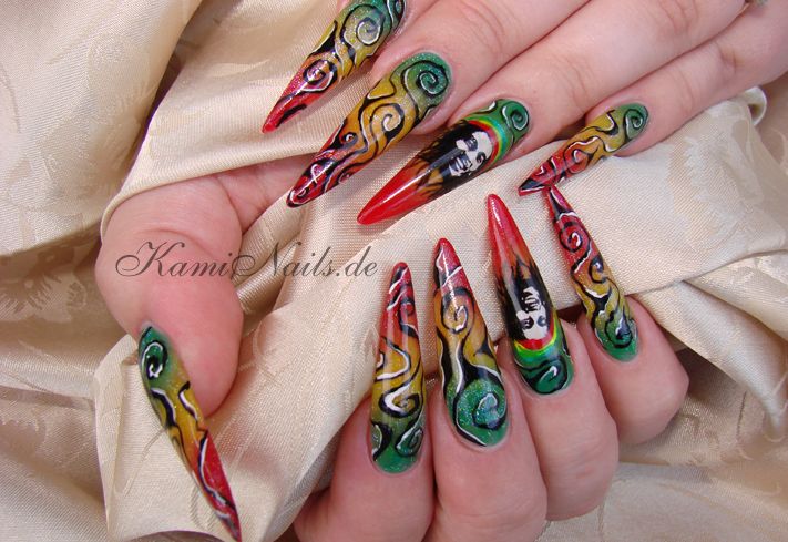 Detail Bob Marley Nail Designs Nomer 5