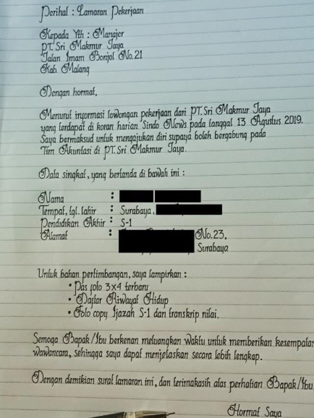 Detail Foto Surat Lamaran Kerja Nomer 17