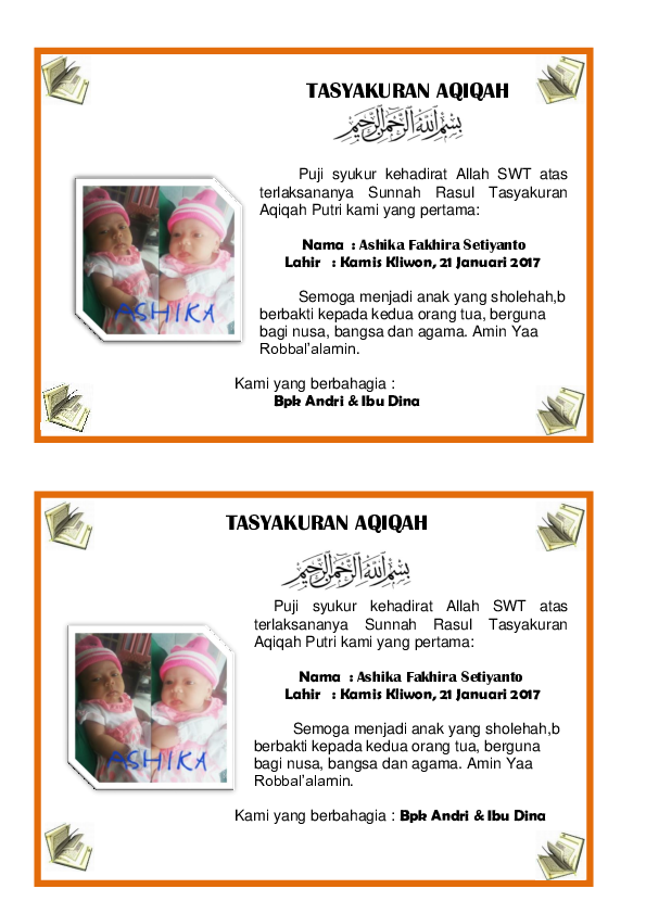 Detail Foto Tasyakuran Aqiqah Nomer 17