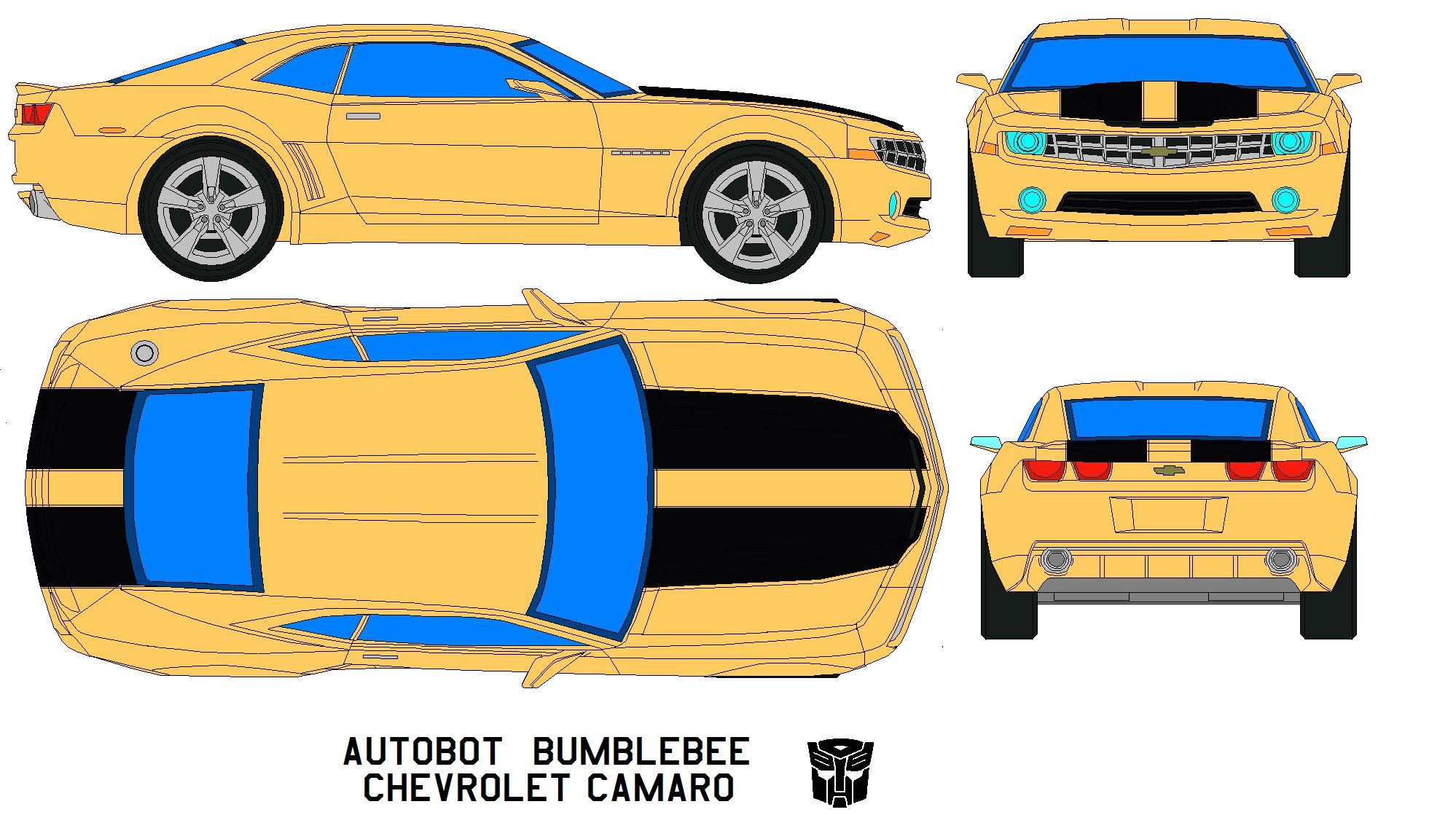 Detail Bumblebee Camaro Papercraft Nomer 3