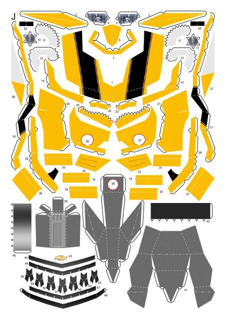 Detail Bumblebee Camaro Papercraft Nomer 5