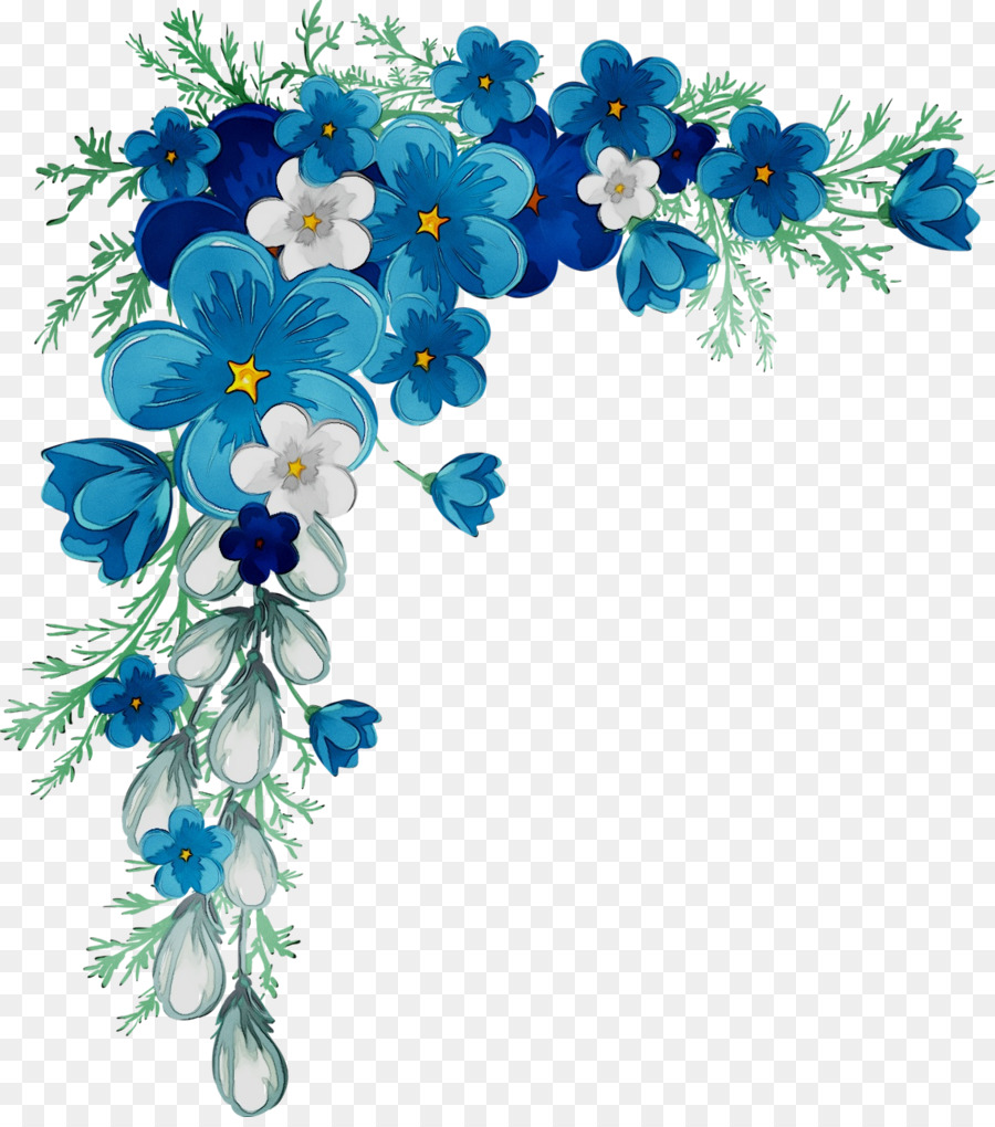 Detail Border Bunga Biru Nomer 2