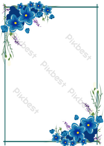 Detail Border Bunga Biru Nomer 18