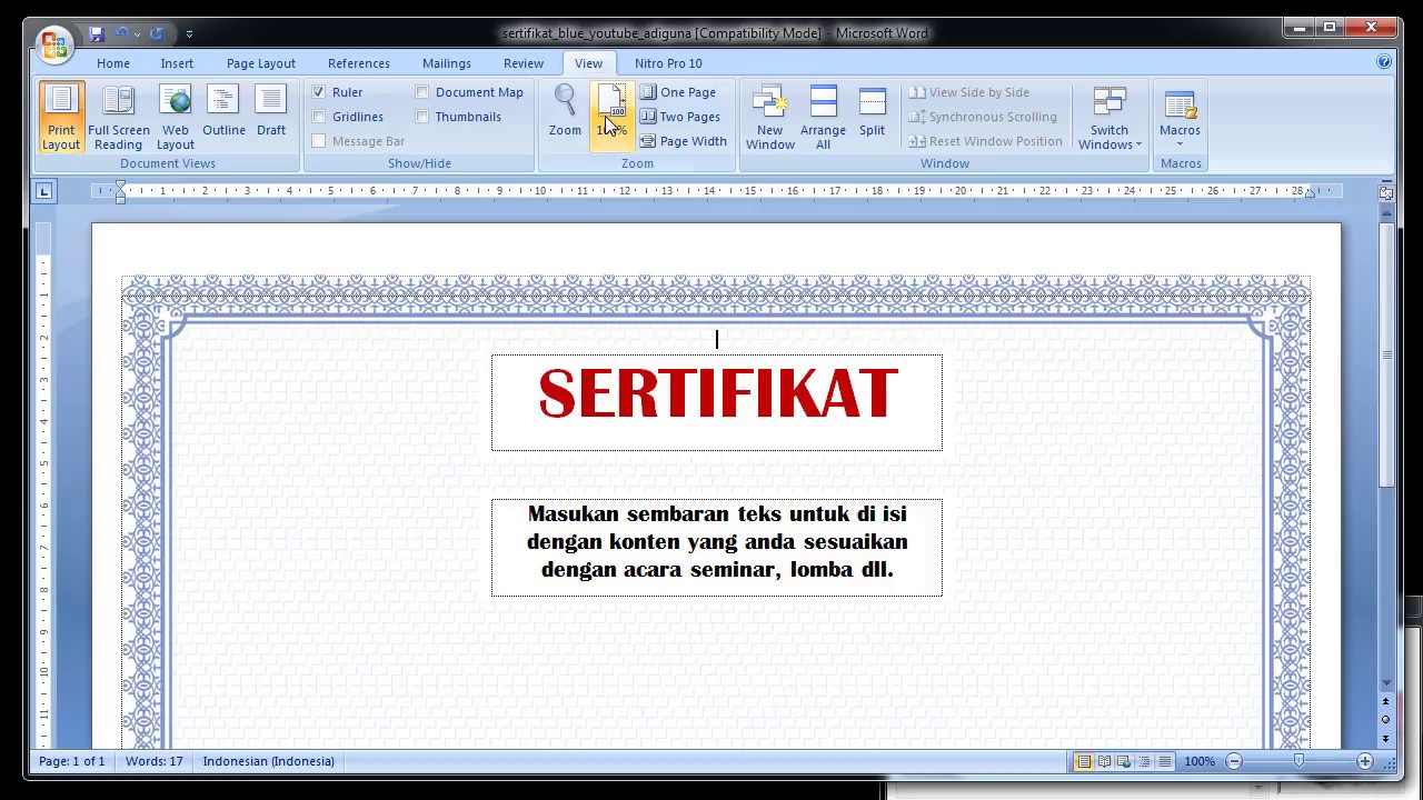 Detail Border Sertifikat Ms Word Nomer 16