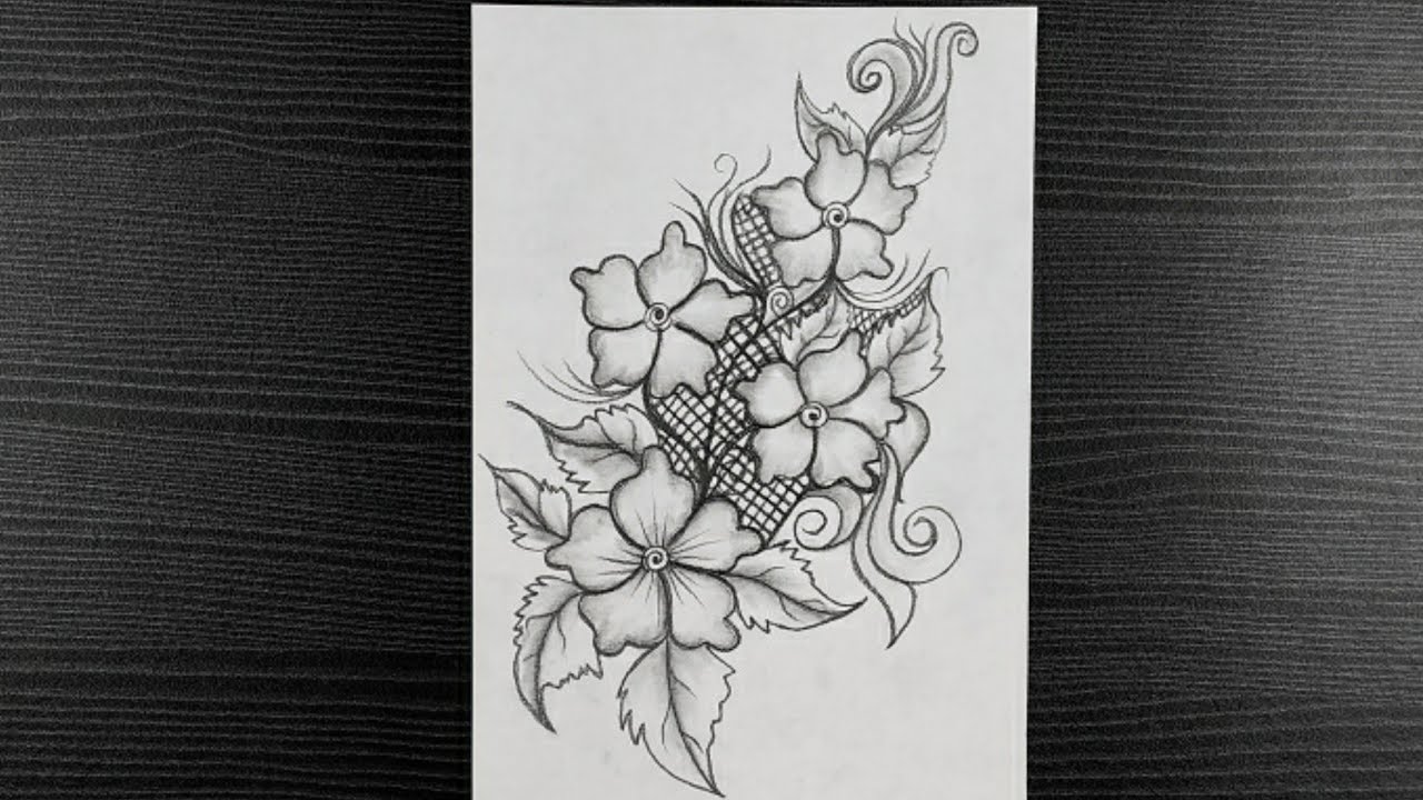 Detail Bouquet Of Flowers Pencil Drawing Nomer 48