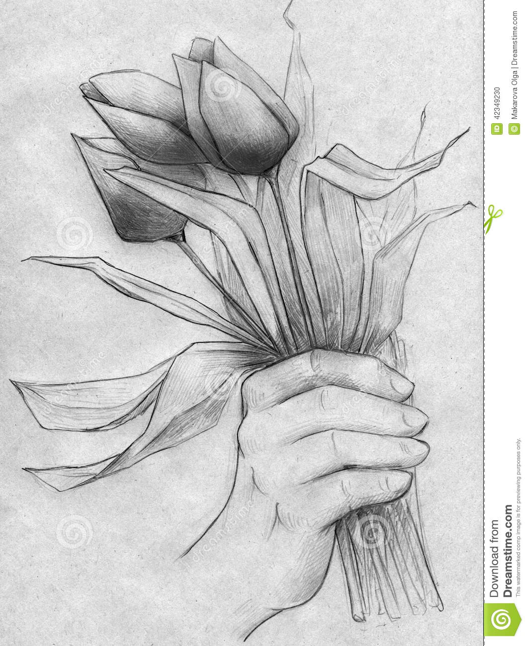 Detail Bouquet Of Flowers Pencil Drawing Nomer 9