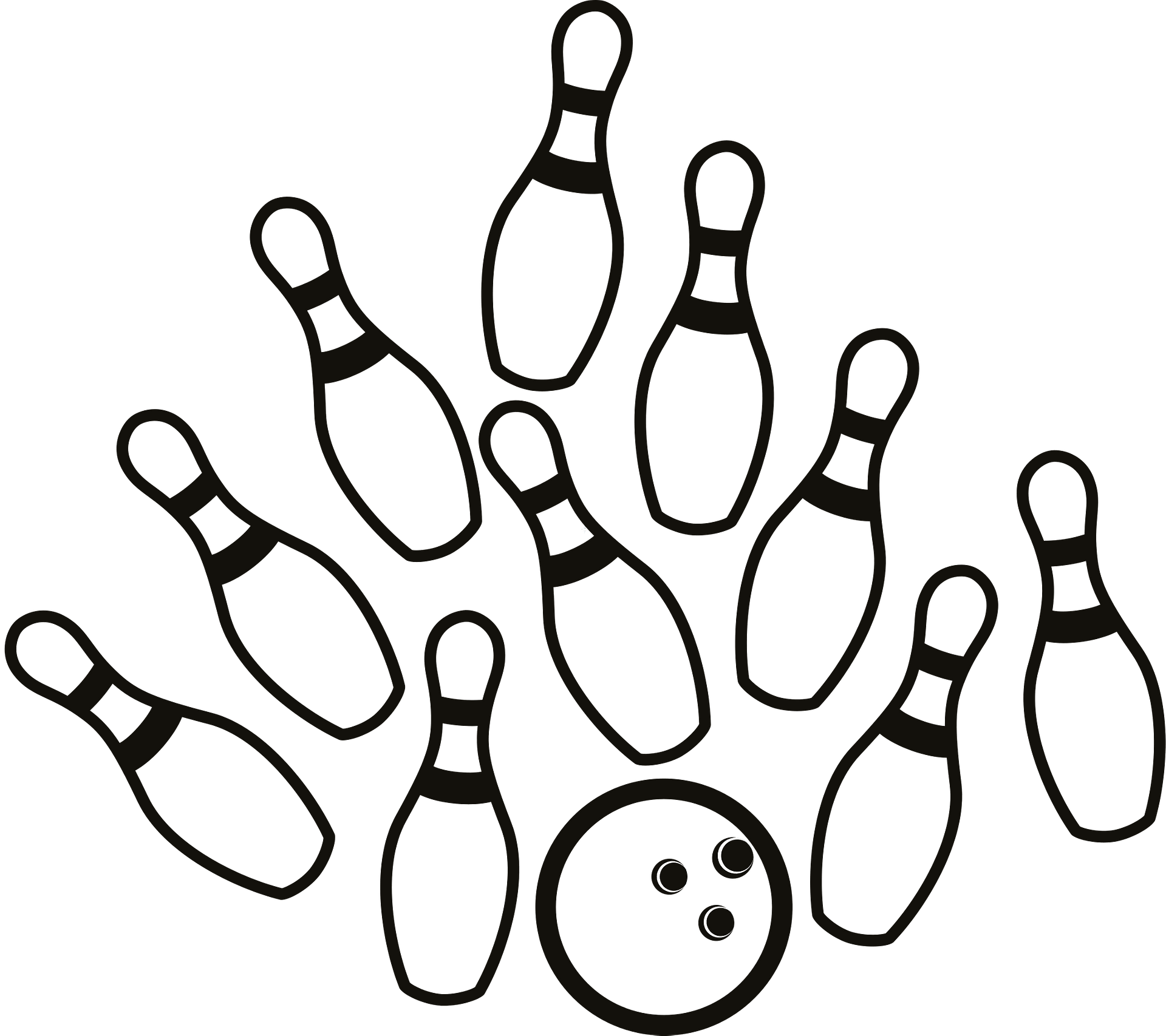Detail Bowling Pins Clipart Black And White Nomer 48