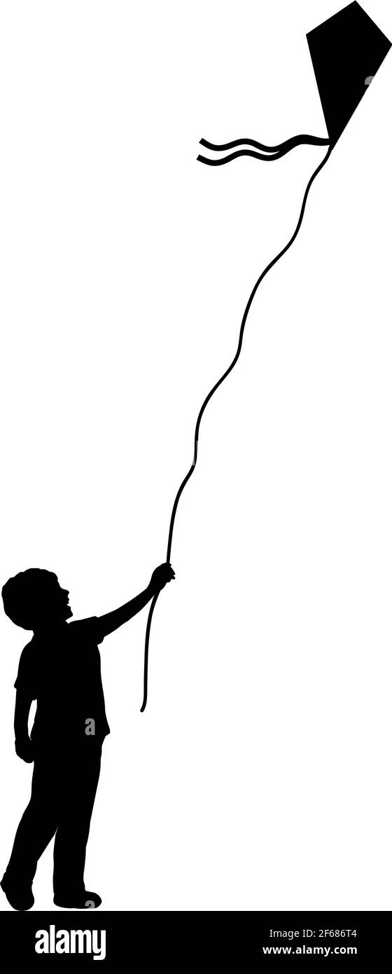 Detail Boy Flying Kite Silhouette Nomer 8