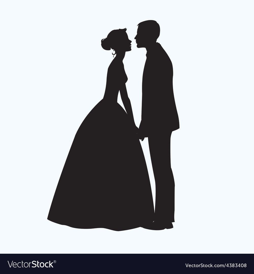 Bride And Groom Silhouette Vector Free - KibrisPDR